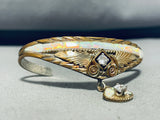 Very Rare Vintage Native American Navajo Gold Opal Sterling Silver Inlay Bracelet-Nativo Arts