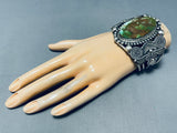 Statement High Grade Royston Turquoise Vintage Native American Navajo Sterling Silver Bracelet-Nativo Arts