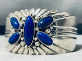 Important Veronica Chee Vintage Native American Navajo Lapis Sterling Silver Bracelet-Nativo Arts