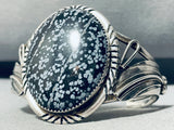 Snowflake Agate!! Vintage Native American Navajo Sterling Silver Bracelet Cuff-Nativo Arts