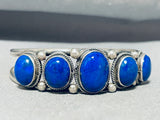 Radiant Native American Navajo 5 Lapis Sterling Silver Bracelet-Nativo Arts