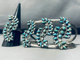 One Of The Best Early Vintage Native American Zuni Turquoise Sterling Silver Bracelet Ring Set-Nativo Arts