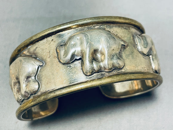 3d Elephnts!! Vintage Sterling Silver Southwest Bracelet Cuff-Nativo Arts