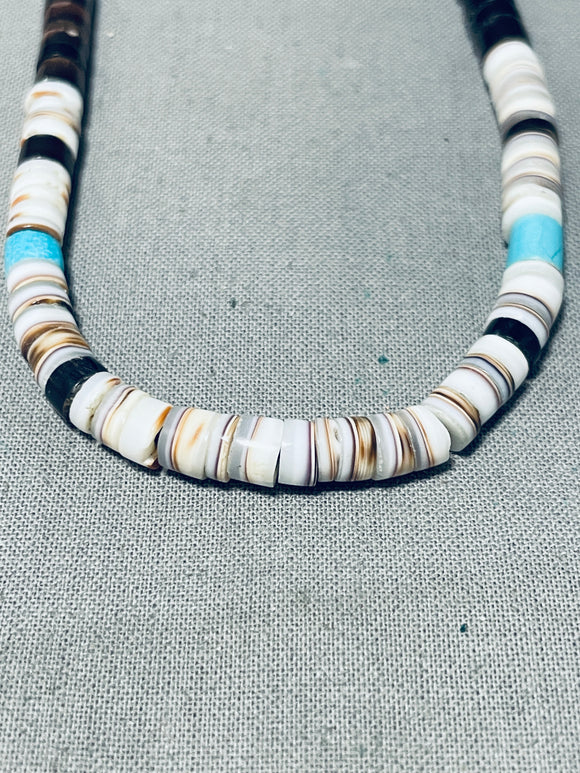 Vintage Conch Shell Heishi Bead Turquoise Necklace - Yourgreatfinds