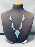Unforgettable Native American Navajo Sleeping Beauty Turquoise Sterling Silver Necklace-Nativo Arts