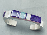 Douglas Signed Vintage Native American Navajo Sugilite Sterling Silver Inlay Bracelet-Nativo Arts
