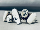 Johnson Vintage Native American Navajo Snow Turquoise Rare Sterling Silver Bracelet-Nativo Arts
