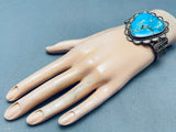 Huge Vintage Native American Navajo Morenci Turquoise Sterling Silver Bracelet-Nativo Arts