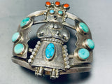 One Of The Finest Ever Vintage Native American Navajo Turquoise Kachina Sterling Silver Bracelet-Nativo Arts
