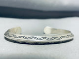 Noteworthy Vintage Native American Navajo Sterling Silver Handstamped Bracelet-Nativo Arts