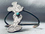 Rare Very Old Mickey Mouse Vintage Native American Navajo Turquoise Sterling Silver Bracelet-Nativo Arts