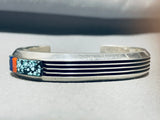 Abstract Vintage Native American Navajo Spiderweb Turquoise Sterling Silver Bracelet-Nativo Arts