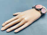 The Best Vintage Native American Navajo Big Pink Shell Sterling Silver Bracelet Cuff Old-Nativo Arts