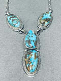 Beautiful Native American Navajo Bisbee Turquoise Sterling Silver Necklace-Nativo Arts