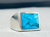 Classic Vintage Native American Navajo Blue Diamond Turquoise Sterling Silver Ring-Nativo Arts