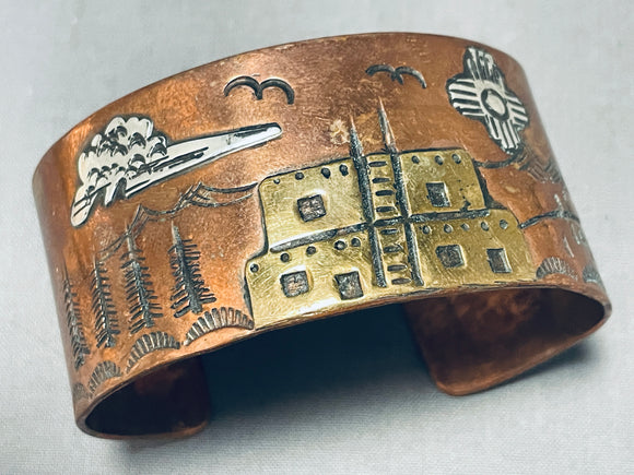 Unique Vintage Native American Navajo Copper & Sterling Silver