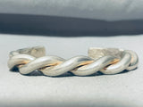 Heavy Twisted Rope Vintage Native American Navajo Sterling Silver Bracelet Cuff Old-Nativo Arts