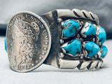 Astounding Vintage Native American Zuni Usa Silver Dollar & Turquoise Sterling Silver Bracelet-Nativo Arts