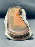Outstanding Native American Navajo Agate Sterling Silver Ring Signed-Nativo Arts
