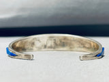 6.5 Inch Wrist Vintage Native American Navajo Turquoise Paul Largo Sterling Silver Bracelet-Nativo Arts