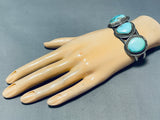 Lovely Vintage Native American Navajo Blue Gem Turquoise Sterling Silver Bracelet-Nativo Arts