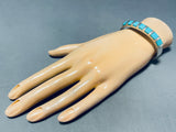 Breathtaking Vintage Native American Navajo 7 Blue Gem Turquoise Sterling Silver Bracelet-Nativo Arts