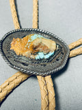 Beautiful Vintage Native American Navajo 8 Turquoise Sterling Silver Buffalo Bolo Tie-Nativo Arts