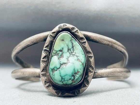 Rare Vintage Native American Navajo Carico Lake Turquoise Sterling Silver Bracelet-Nativo Arts