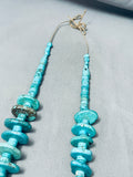222 Grams Heavy Turquoise Disc Vintage Native American Navajo Heishi Necklace