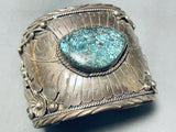 The Biggest Single Leaf Vintage Native American Navajo Turquoise Bracelet Cuff Old-Nativo Arts