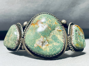 Best Vintage Native American Navajo Jay Livingston Green Turquoise Sterling Silver Bracelet-Nativo Arts