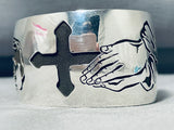 Praying Hands Native American Navajo Sterling Silver Cross Bracelet-Nativo Arts