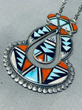 One Of The Best Vintage Native American Zuni Turquoise Inlay Sterling Silver Necklace-Nativo Arts