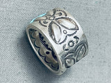 Ray Adakai Striking Vintage Native American Navajo Onyx Sterling Silver Ring-Nativo Arts