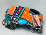 One Of The Finest Vintage Native American Navajo Turquoise Inlay Sterling Silver Bracelet-Nativo Arts