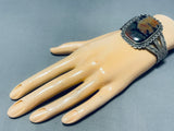 Fascinating Vintage Native American Navajo Petrified Wood Sterling Silver Immense Bracelet-Nativo Arts