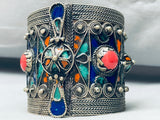 One Of The Most Detailed Ever Vintage Southwest Sterling Silver Inlay Bracelet-Nativo Arts