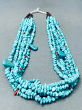 Jaw Dropping Sky Blue Turquoise Vintage Native American Navajo Heishi Necklace Old-Nativo Arts