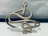 Slithering Snake Vintage Sterling Silver Coiled Up Bracelet Cuff-Nativo Arts