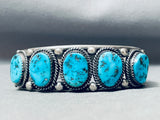 CECIL SANDERS VINTAGE NAVAJO TURQUOISE STERLING SILVER BRACELET