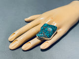 One Of The Craziest Vintage Native American Navajo Spiderweb Turquoise Sterling Silver Ring-Nativo Arts
