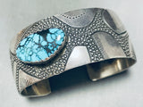 Mikey Begay Rare Vintage Native American Navajo Blue Warrior Turquoise Sterling Silver Bracelet-Nativo Arts