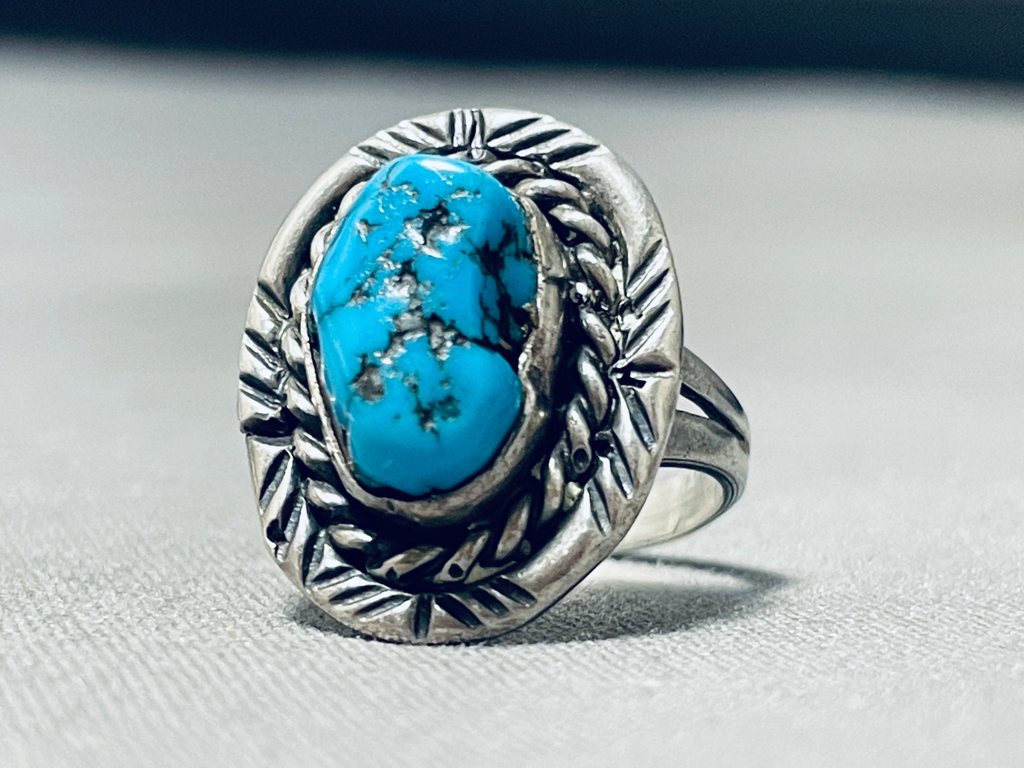 Old Native Rings Traditional Vintage Native American Navajo Morenci Turquoise Sterling ...