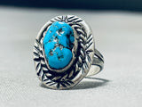 Traditional Vintage Native American Navajo Morenci Turquoise Sterling Silver Ring-Nativo Arts