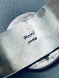 Keoni Famly Vintage Native American Navajo Turquoise Sterling Silver Concho Bracelet