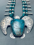 Massive Turtle Native American Navajo Turquoise Sterling Silver Squash Blossom Necklace-Nativo Arts