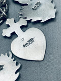 Juan Willie Vintage Native American Navajo Cross Charm Sterling Silver Necklace-Nativo Arts