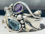 Most Unique Vintage Topaz Amethyst Sterling Silver Bracelet-Nativo Arts