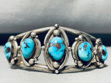 Bisbee Turquoise Vintage Native American Navajo Sterling Silver Bracelet Old-Nativo Arts