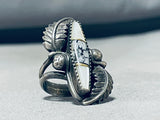 Stunning Vintage Native American Navajo White Buffalo Sterling Silver Eugene Crawford Ring-Nativo Arts